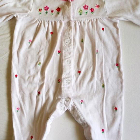 carter's floral embroidered snap footie sleeper pajamas 6 months baby girl - Picture 5 of 7